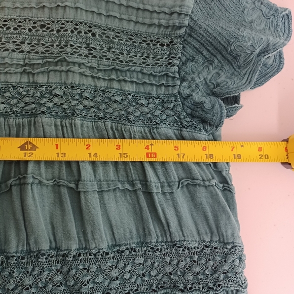 Sundance Aria 100% Cotton Sz XXS Lace Ruffle Boho Tiered Short-Sleeve Top - Picture 4 of 16